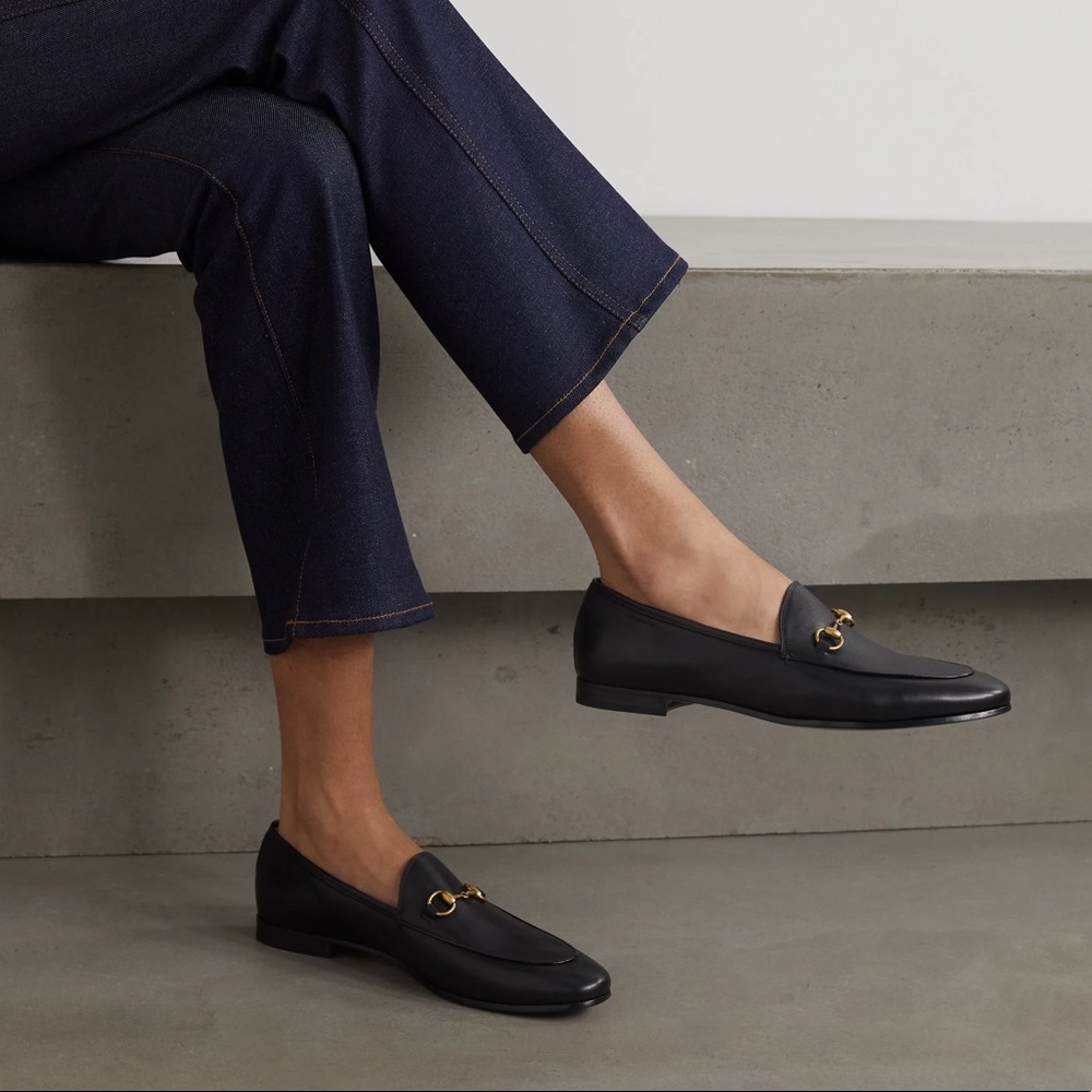 Gucci Jordaan Horsebit Leather Loafer Black size 41 New